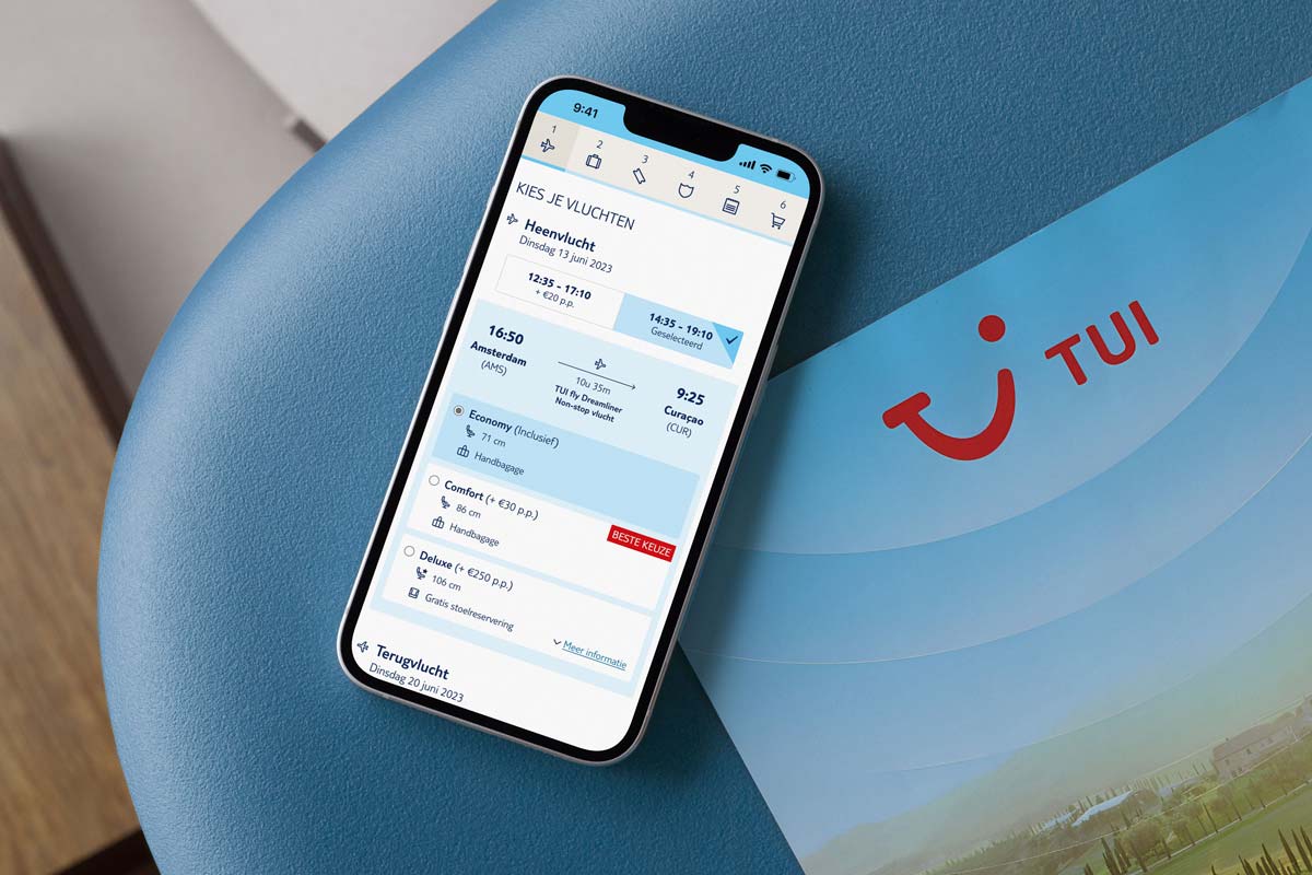 Vluchtkeuze in TUI checkout
